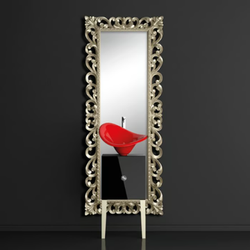 MONNALISA PRESTIGE FLOWER RED FERRARI - Single wooden vanity unit with mirror by Glass Design - view 3